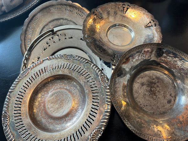 Vintage Silver Plated Round Offering Tray