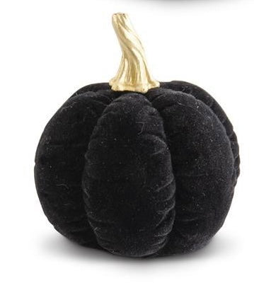 Black Velvet Pumpkins w/Gold Stems