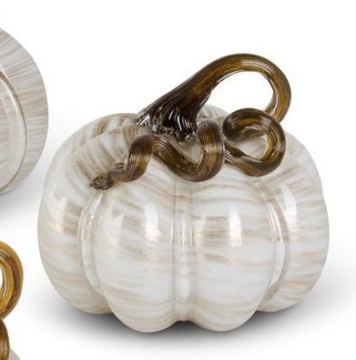 Cream Gold Handblown Glass Pumpkins
