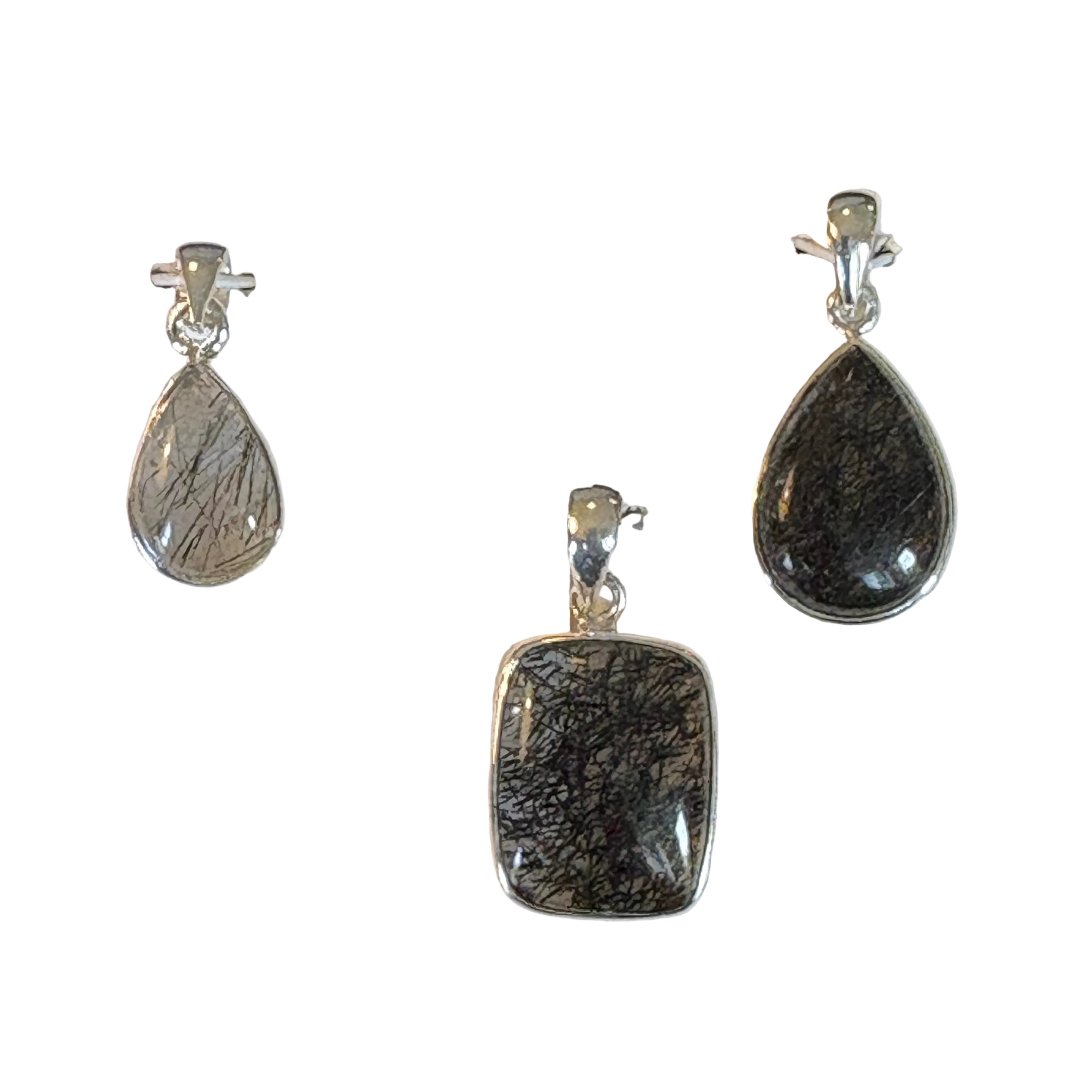 Tourmalinated Quartz .925 Sterling Silver Pendant – Clarity & Protection Crystal Jewelry