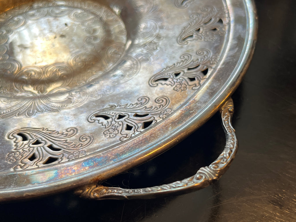 Vintage Viking Silver Plated Offering Tray w/ Handles 10"