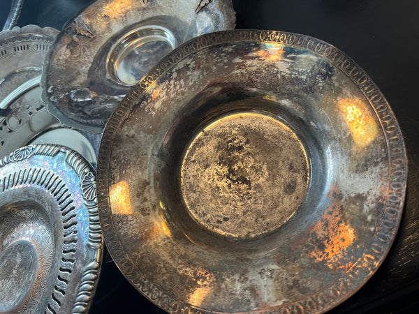 Vintage Silver Plated Round Offering Tray