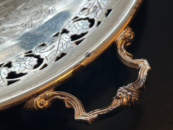 Vintage Silver Plated Offering Tray w/ Handles 9.5"