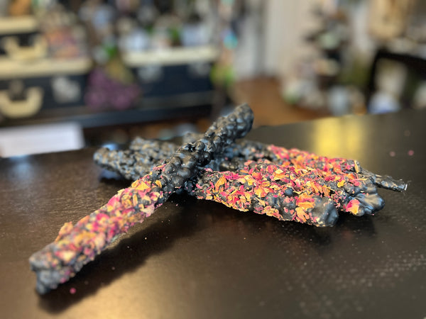 Hag Tapers ~ Rose & Charcoal