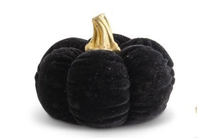 Black Velvet Pumpkins w/Gold Stems