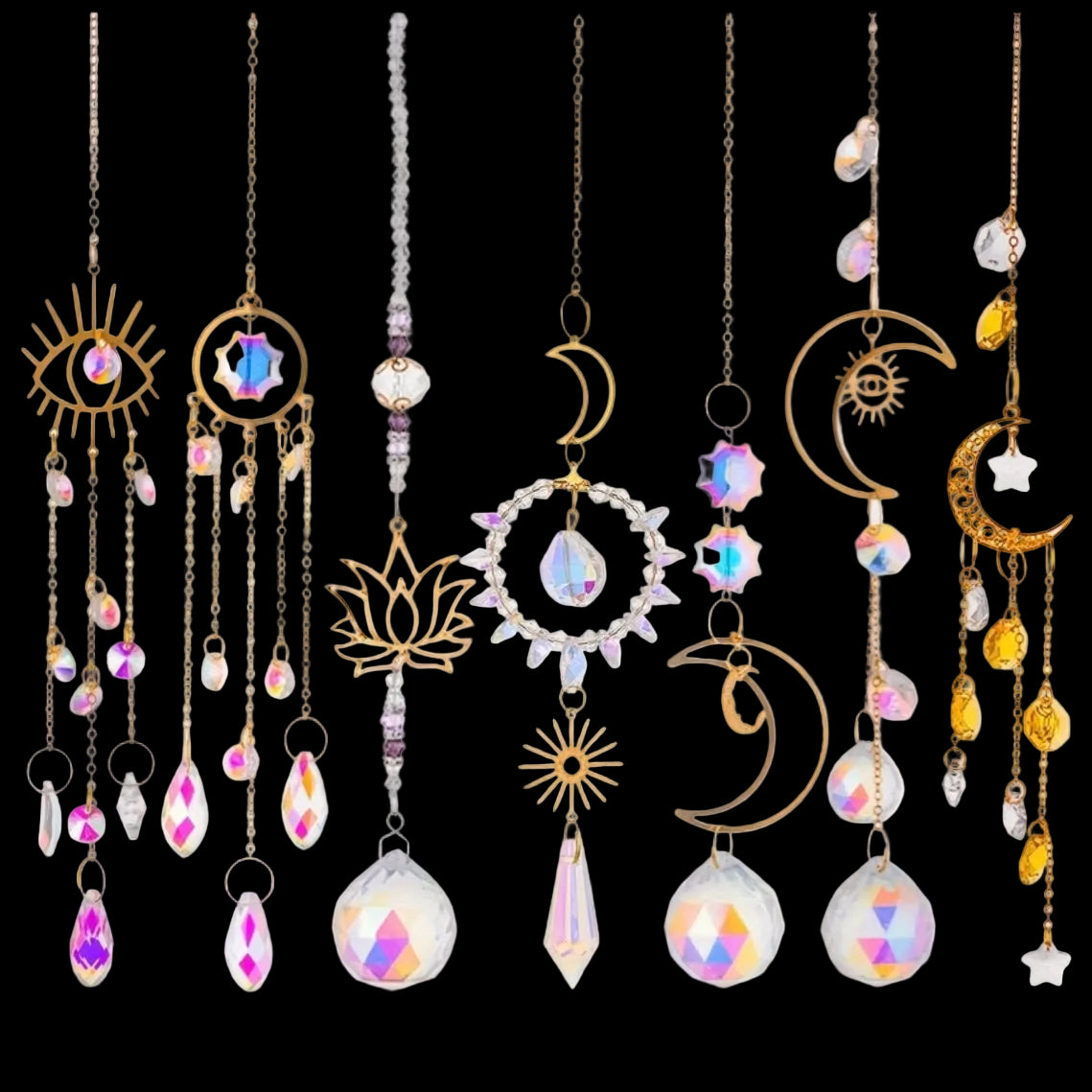 Gold Celestial Crystal Suncatcher w/ Purple