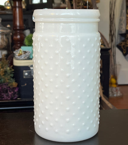 Vintage Hobnail Milk Glass Jar/ Vase