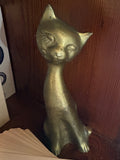 Vintage Brass Cat Figurine (6”)