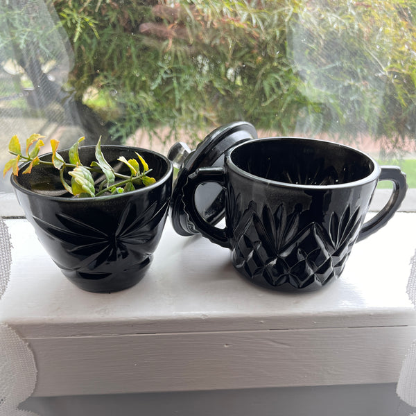 Vintage 2pc (3w/ lid) Black Set