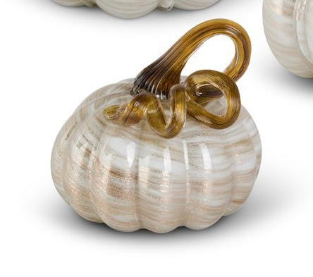 Cream Gold Handblown Glass Pumpkins