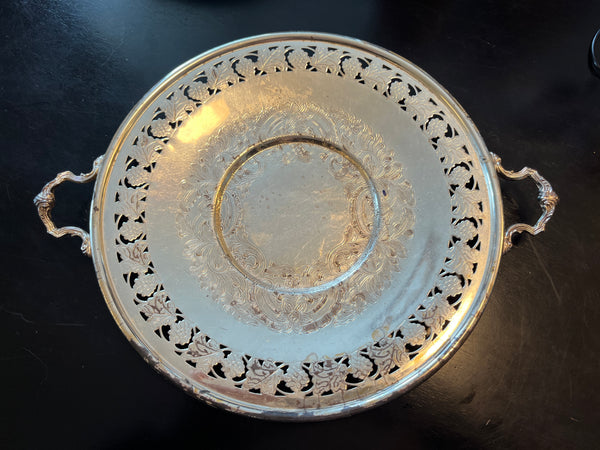 Vintage Silver Plated Offering Tray w/ Handles 9.5"