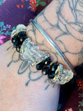 Faceted Crystal Glass Bracelet w/ Rhinestones