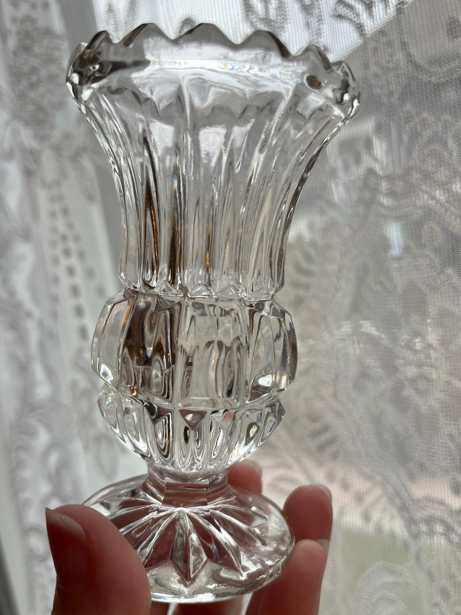 Vintage Crystal Vase 4.5”