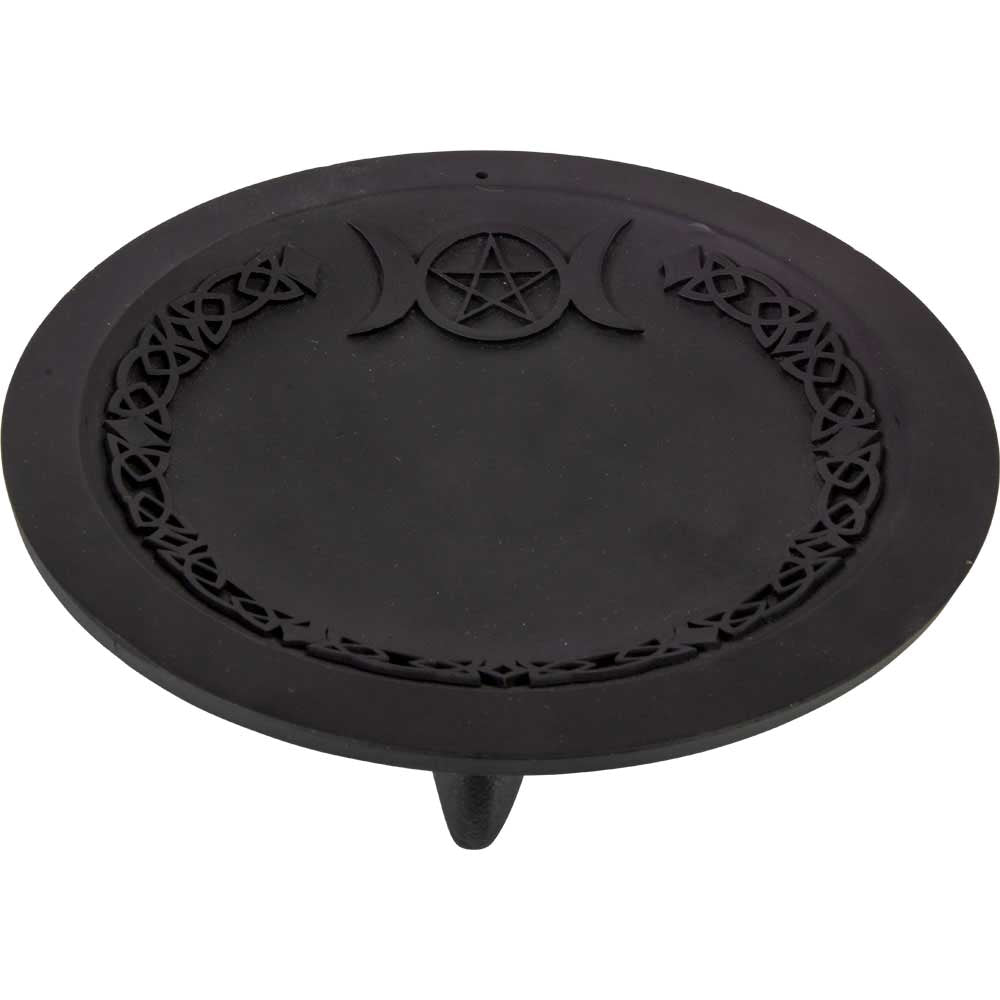 Offering Plate (incense) Triple Moon Cast Iron 5”