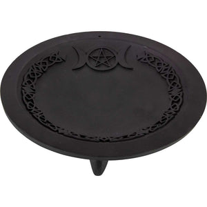 Offering Plate (incense) Triple Moon Cast Iron 5”