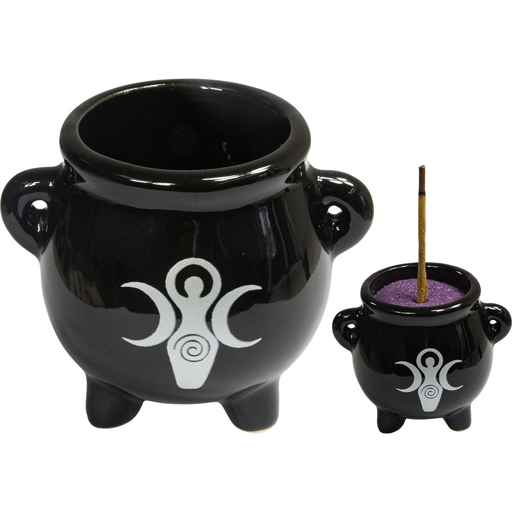 Cauldron Ceramic Mini Triple Moon Goddess 2.5”