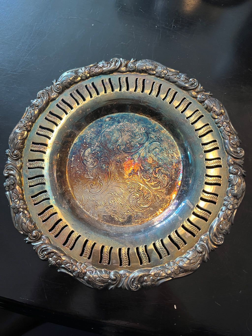 Heirloom Plate Sheffield Reproduction Silver Dish 7.5"