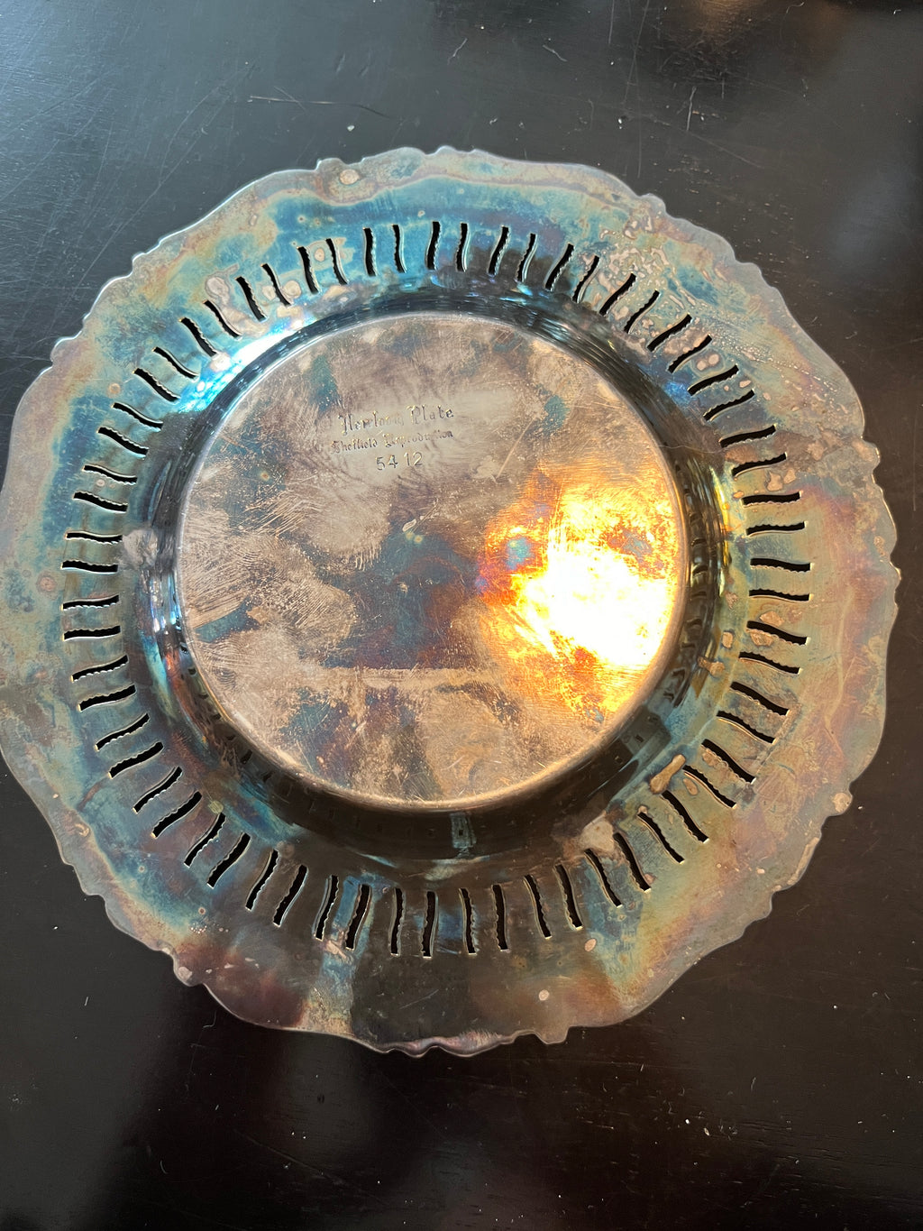 Heirloom Plate Sheffield Reproduction Silver Dish 7.5"