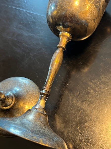 Vintage Brass Chalice w/ Etched Grapes  7"