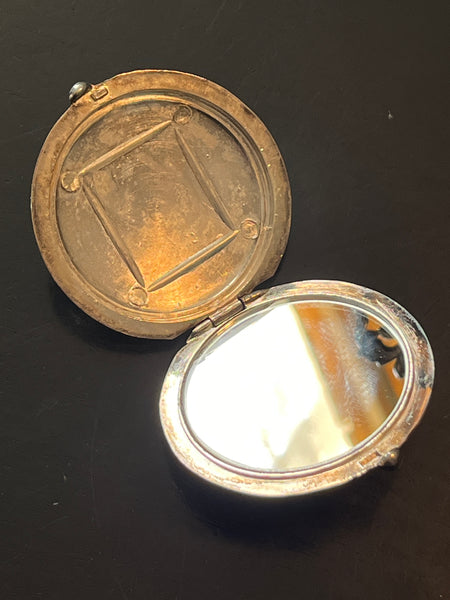 Vintage Silver Plate Compact Mirror