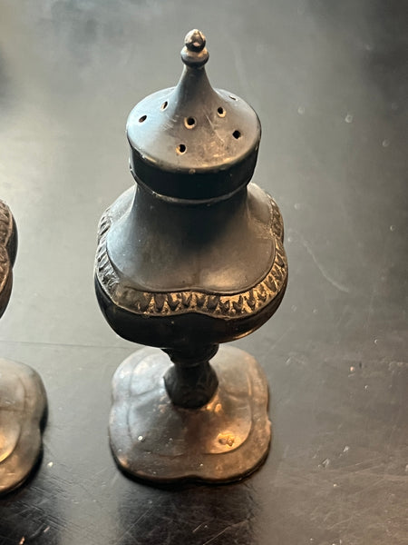 Vintage Pewter Salt and Pepper Shakers