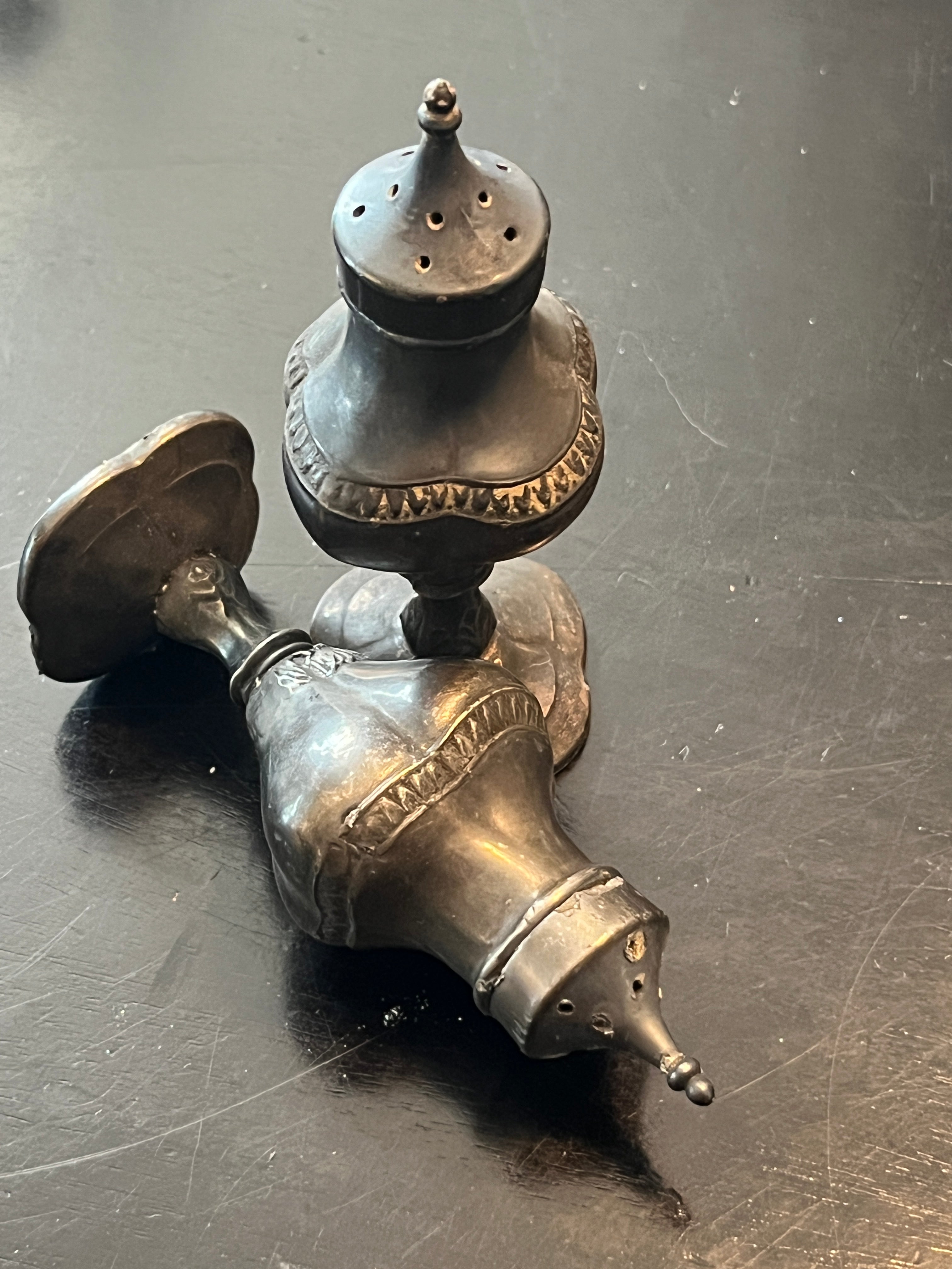Vintage Pewter Salt and Pepper Shakers