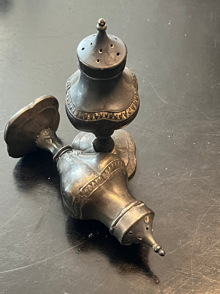 Vintage Pewter Salt and Pepper Shakers
