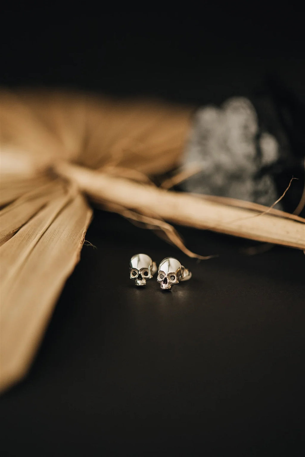 P + G Stoned Skull Studs Earrings