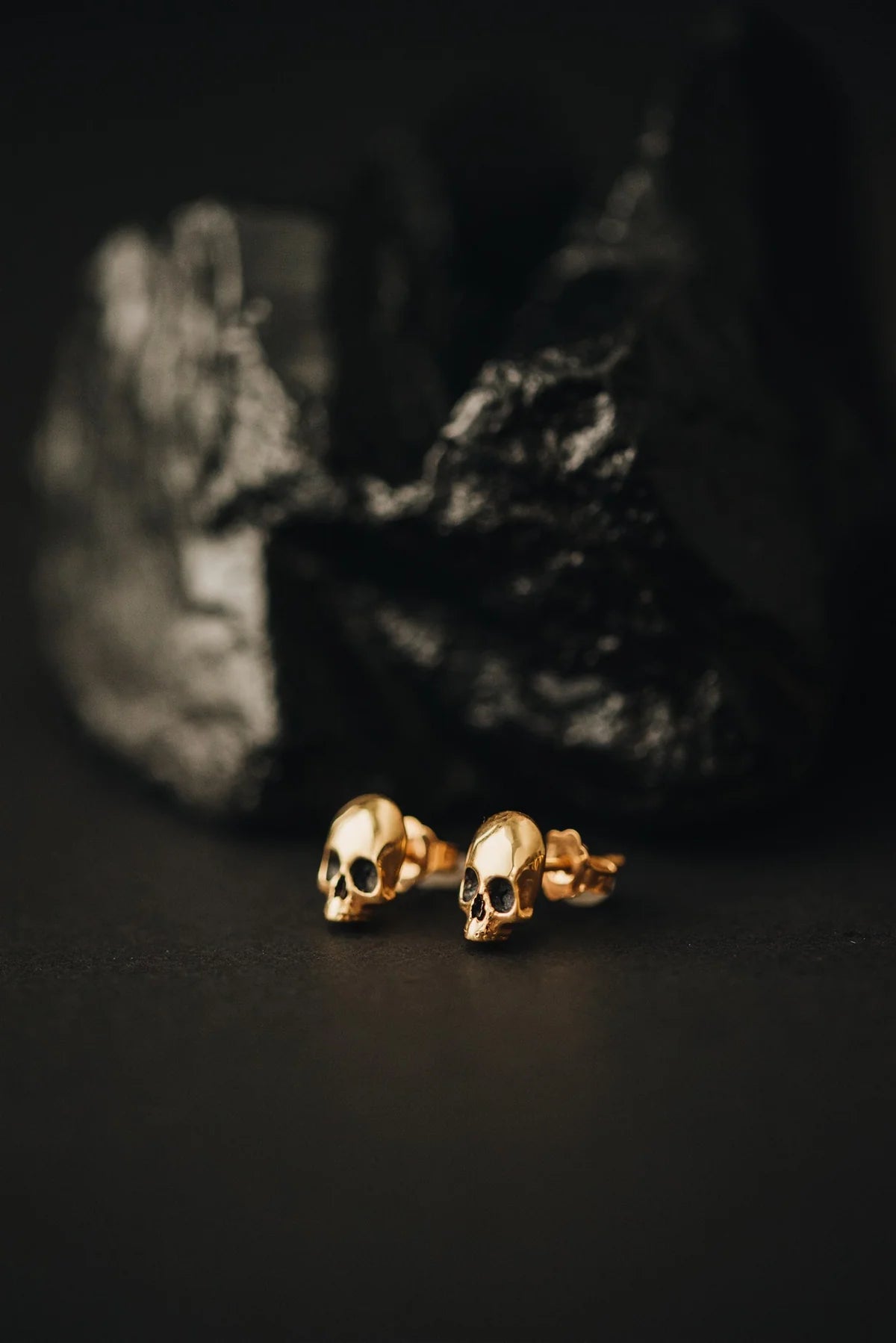 P + G Stoned Skull Studs Earrings