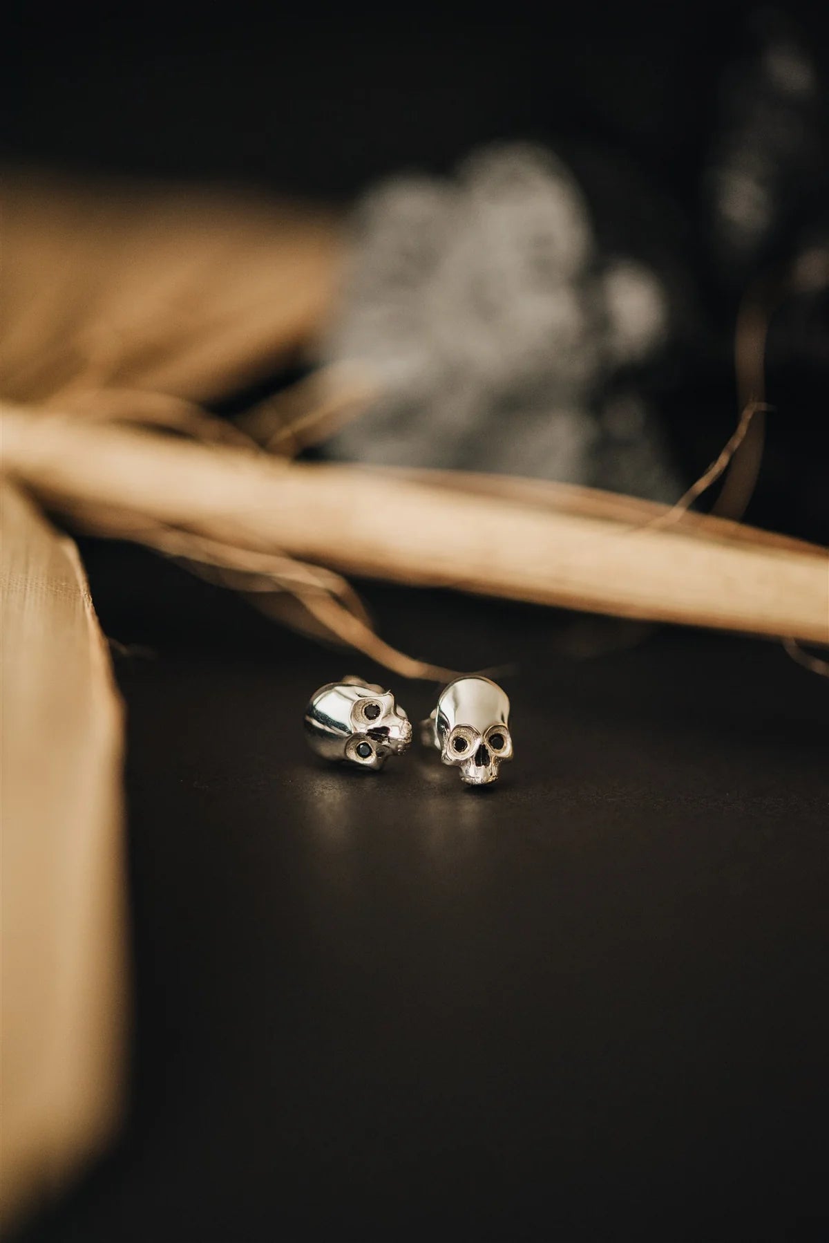 P + G Stoned Skull Studs Earrings