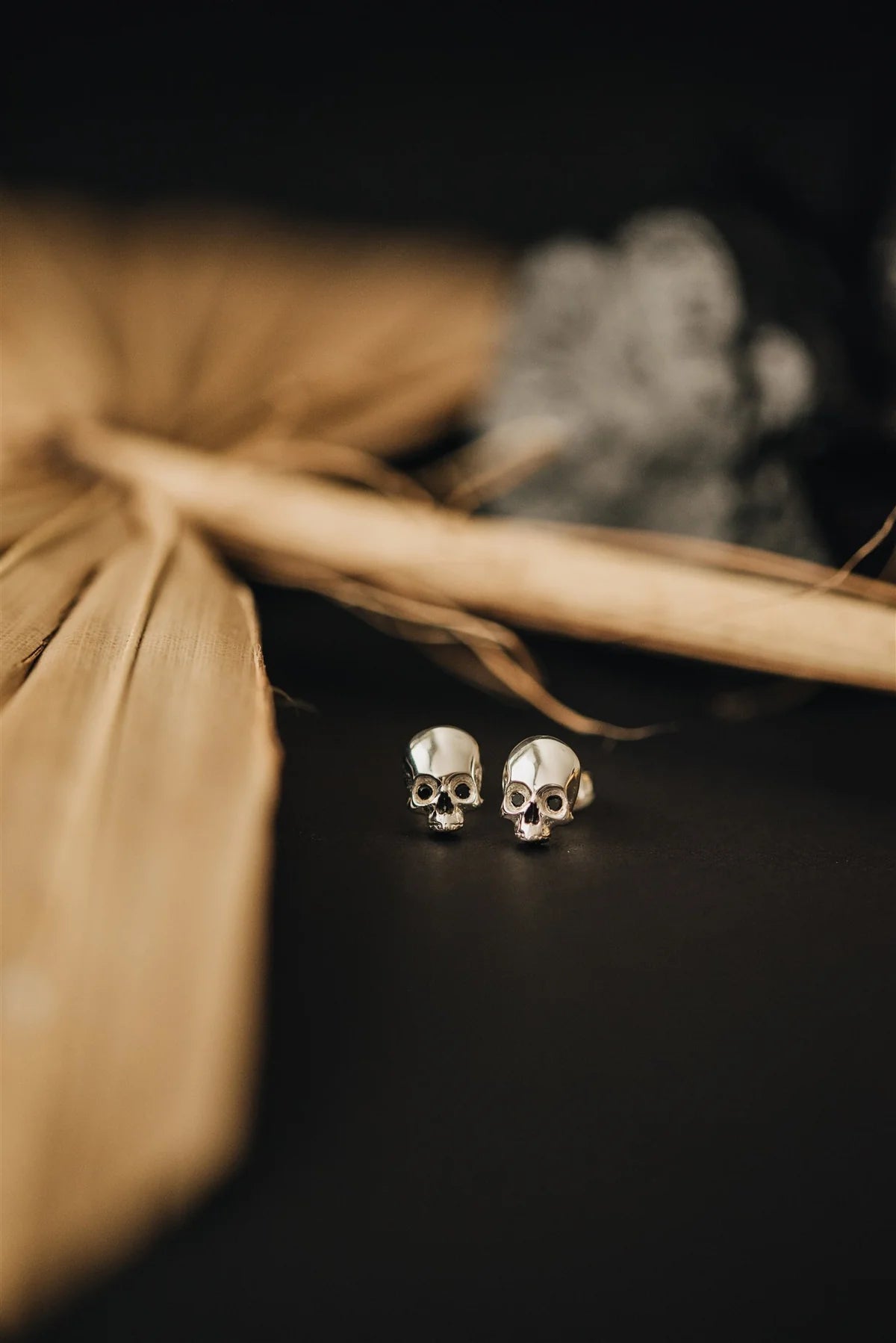 P + G Stoned Skull Studs Earrings