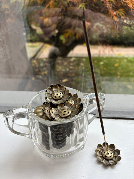 Antique Metal Flower Incense Holder