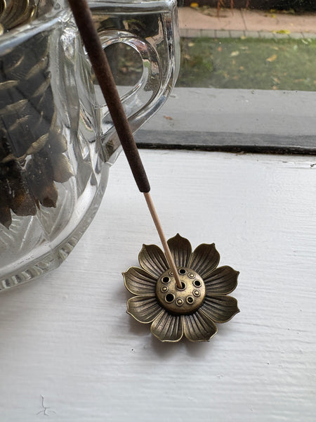 Antique Metal Flower Incense Holder