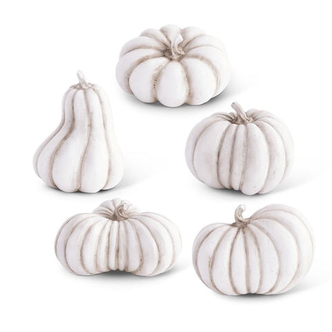 Assorted White Resin Pumpkins