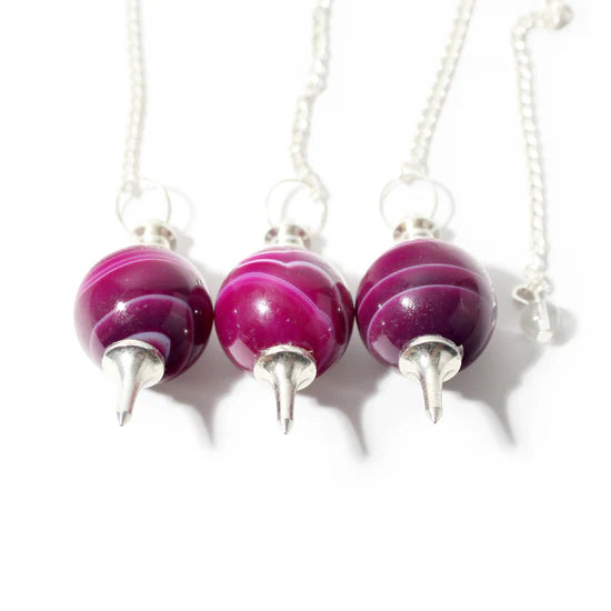 Pink Agate Ball & Point Pendulum