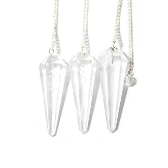 Clear Quartz Pointed Pendulum 6 side - Type 4