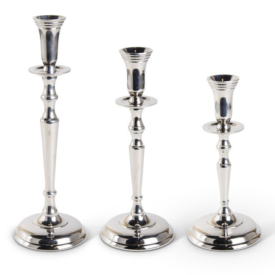 Polished Silver Traditional Candlesticks