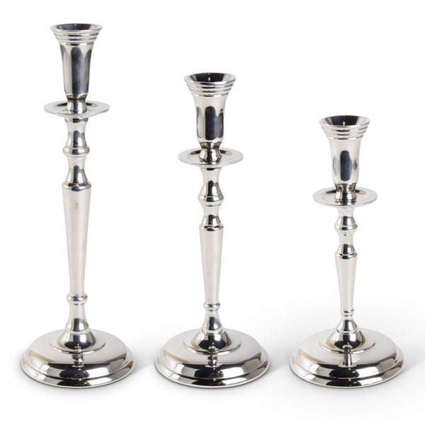 Polished Silver Traditional Candlesticks