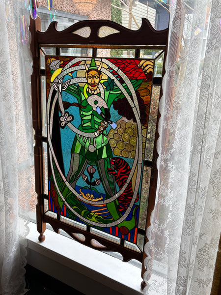 The Fool — Stained Glass Tarot Panel