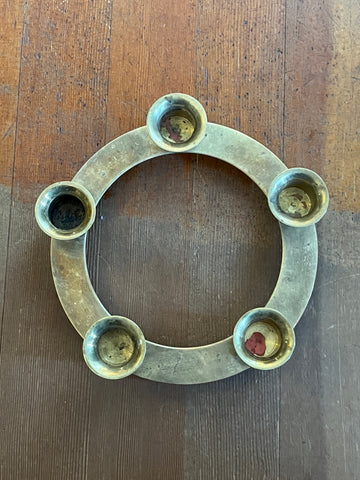 Vintage 5 Ring Brass Candle Holder