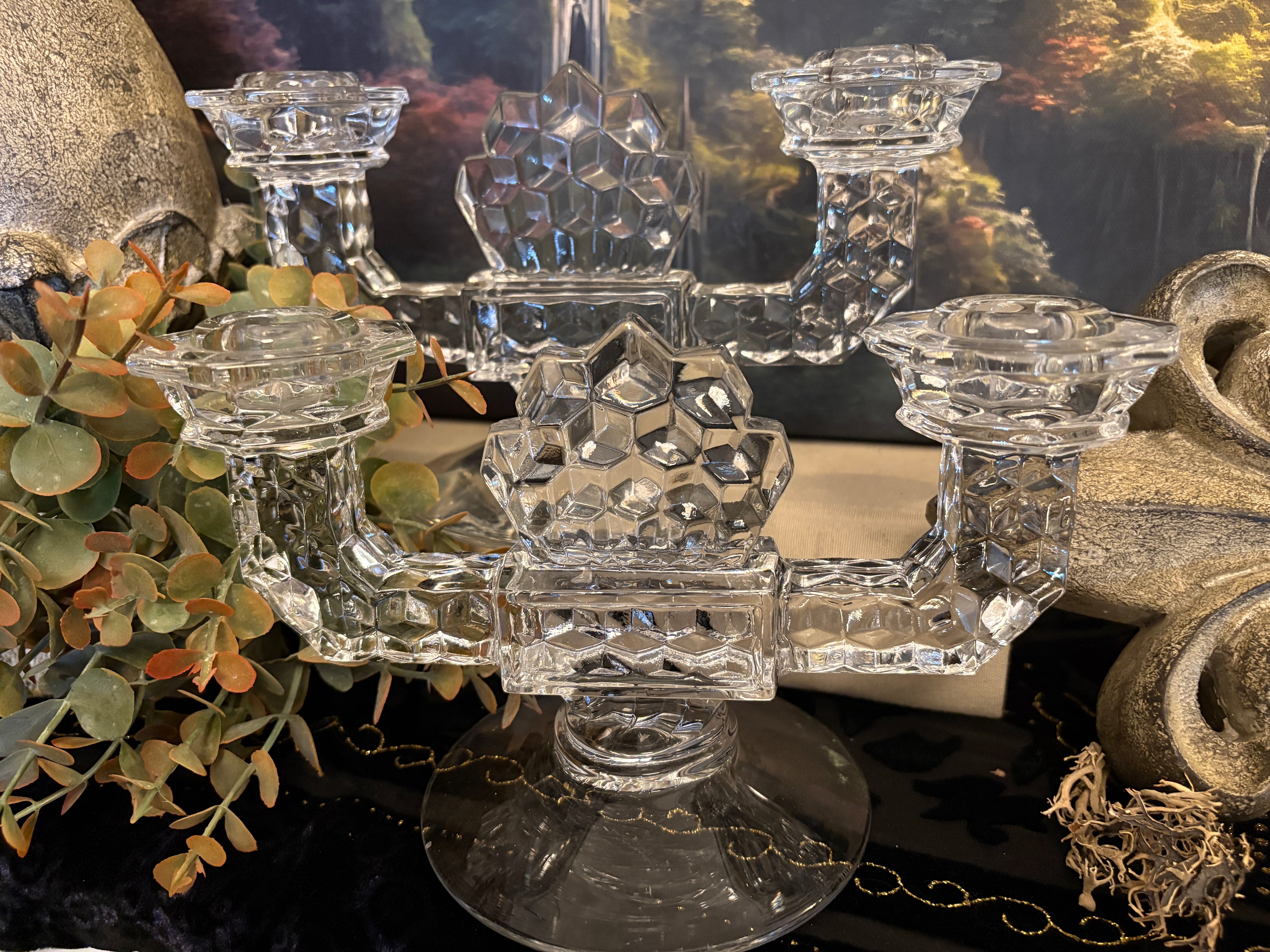 Fostoria Glass Company Americana Pattern Pressed Glass Double Candlestick
