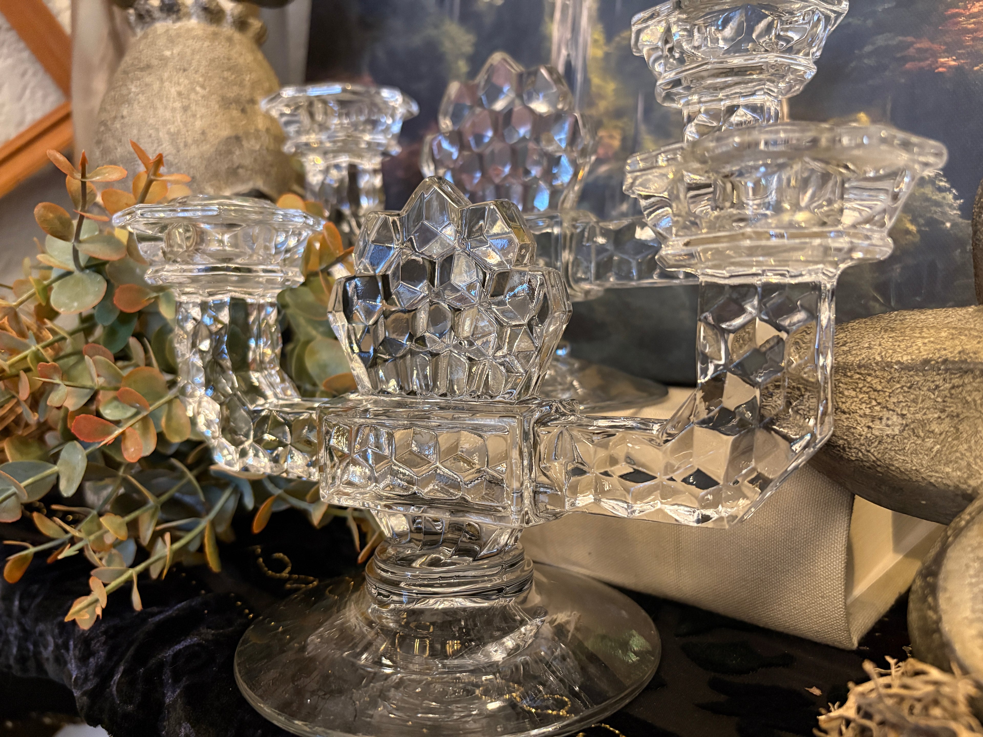 Fostoria Glass Company Americana Pattern Pressed Glass Double Candlestick