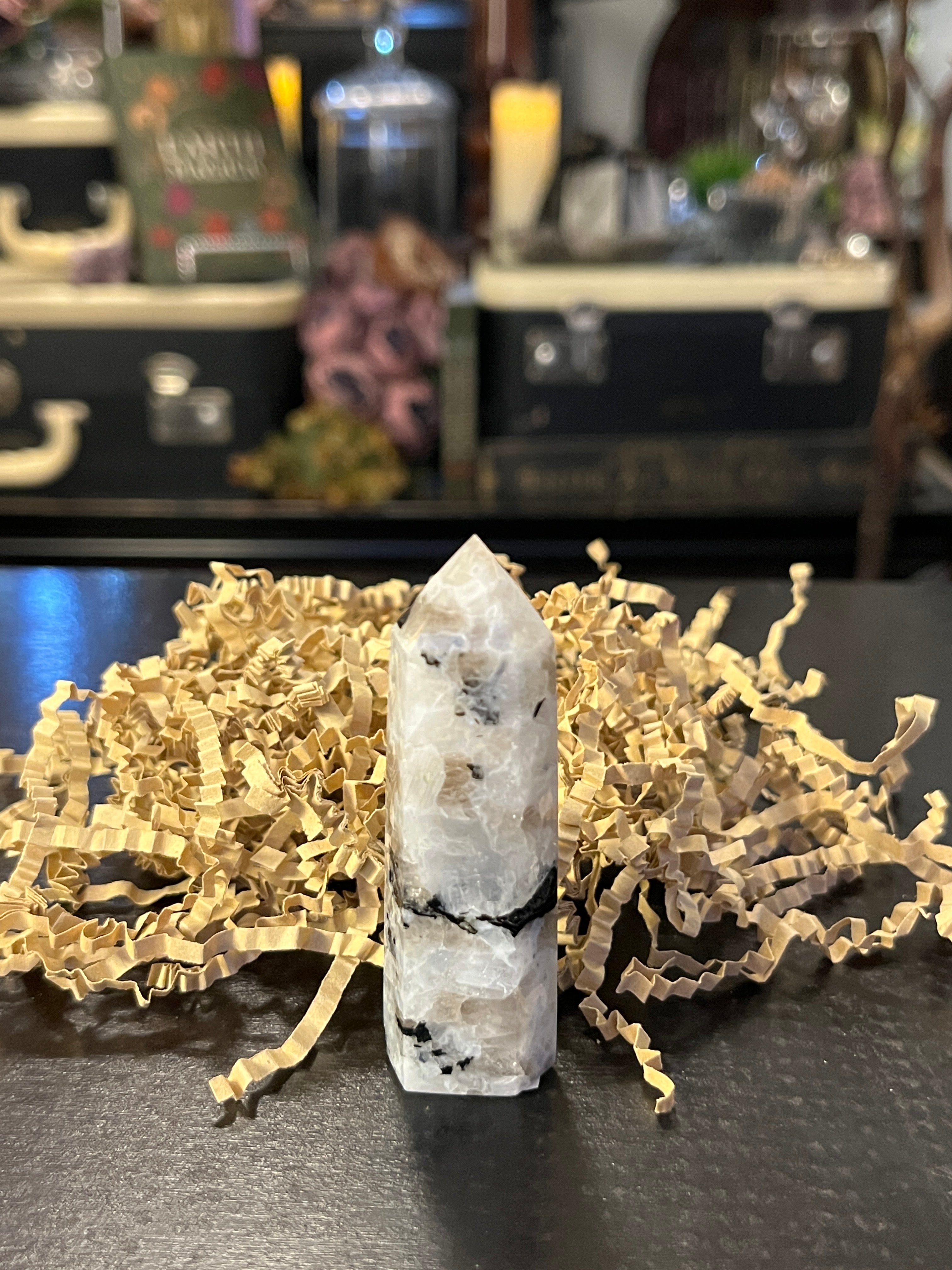 Rainbow Moonstone Generator Tower – Intuition & Divine Feminine Healing Crystal