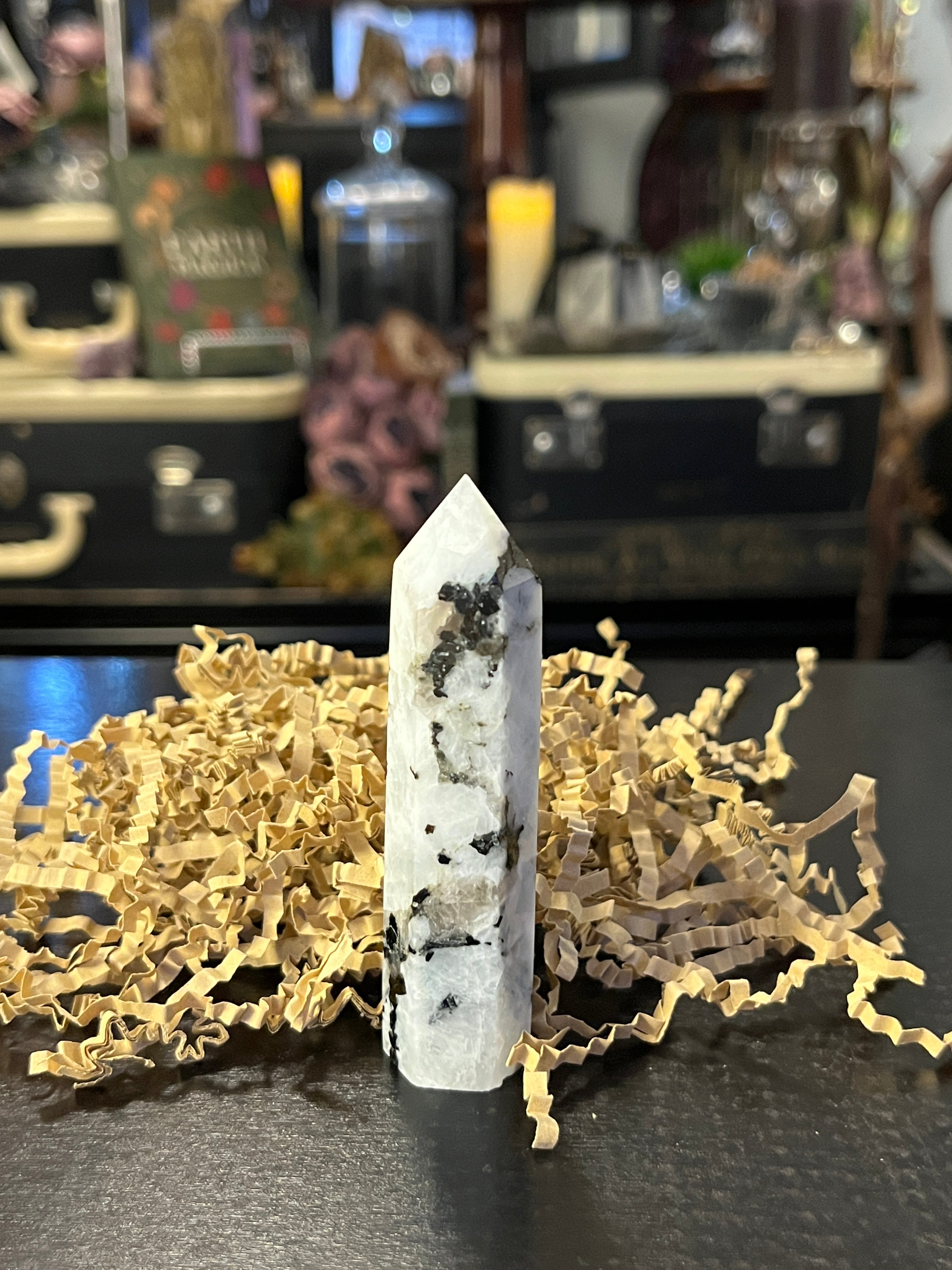 Rainbow Moonstone Generator Tower – Intuition & Divine Feminine Healing Crystal