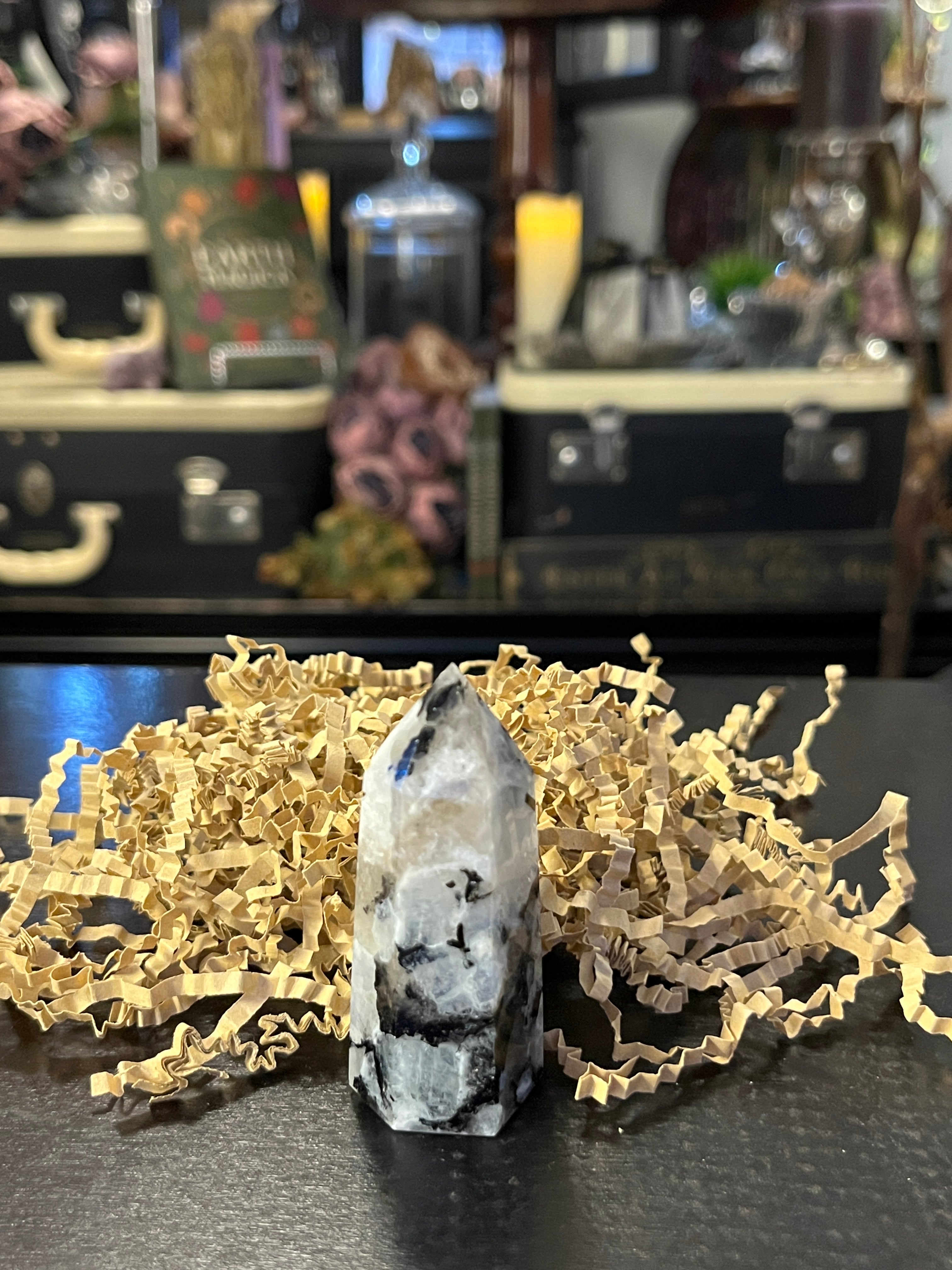 Rainbow Moonstone Generator Tower – Intuition & Divine Feminine Healing Crystal