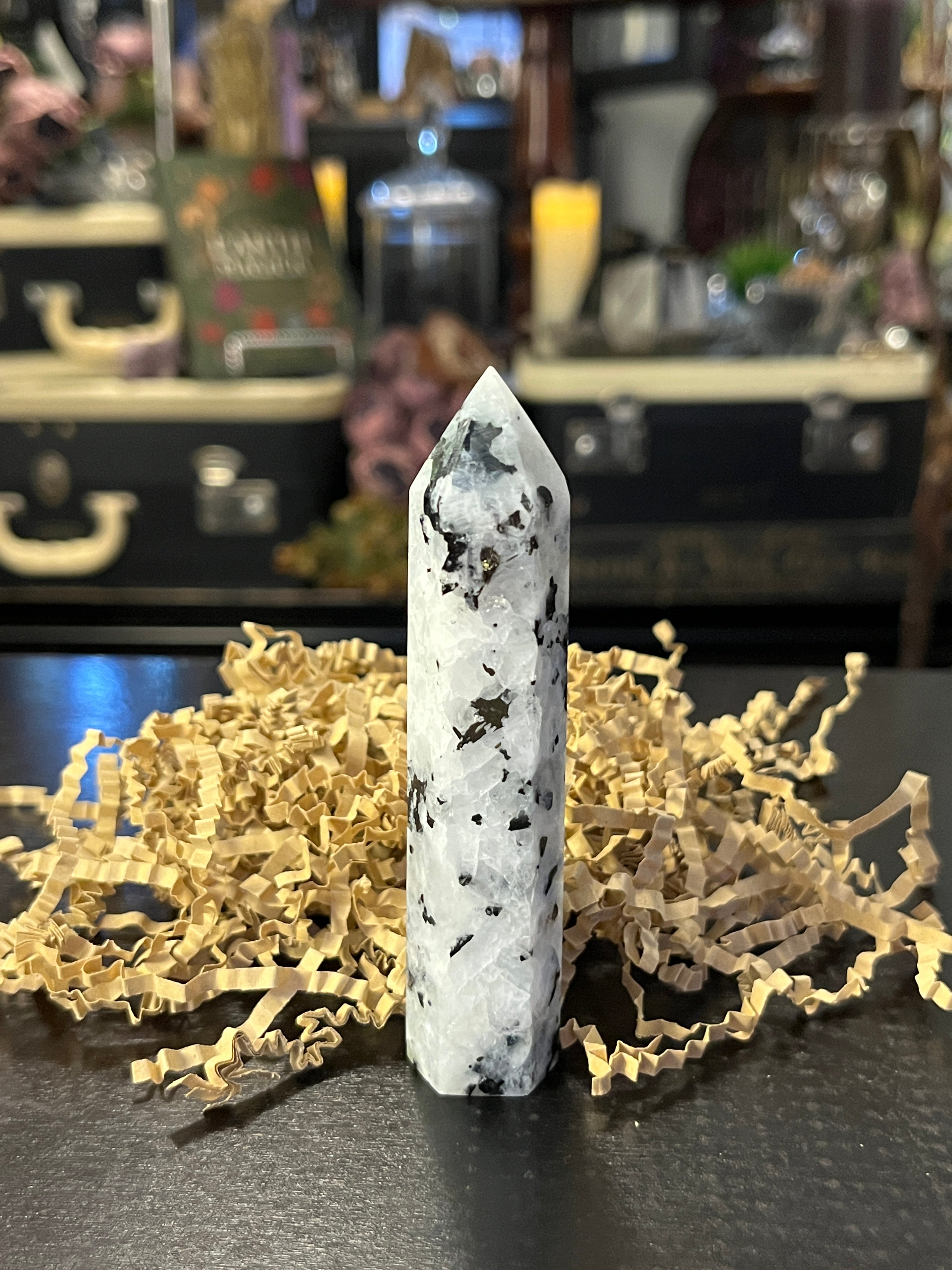 Rainbow Moonstone Generator Tower – Intuition & Divine Feminine Healing Crystal