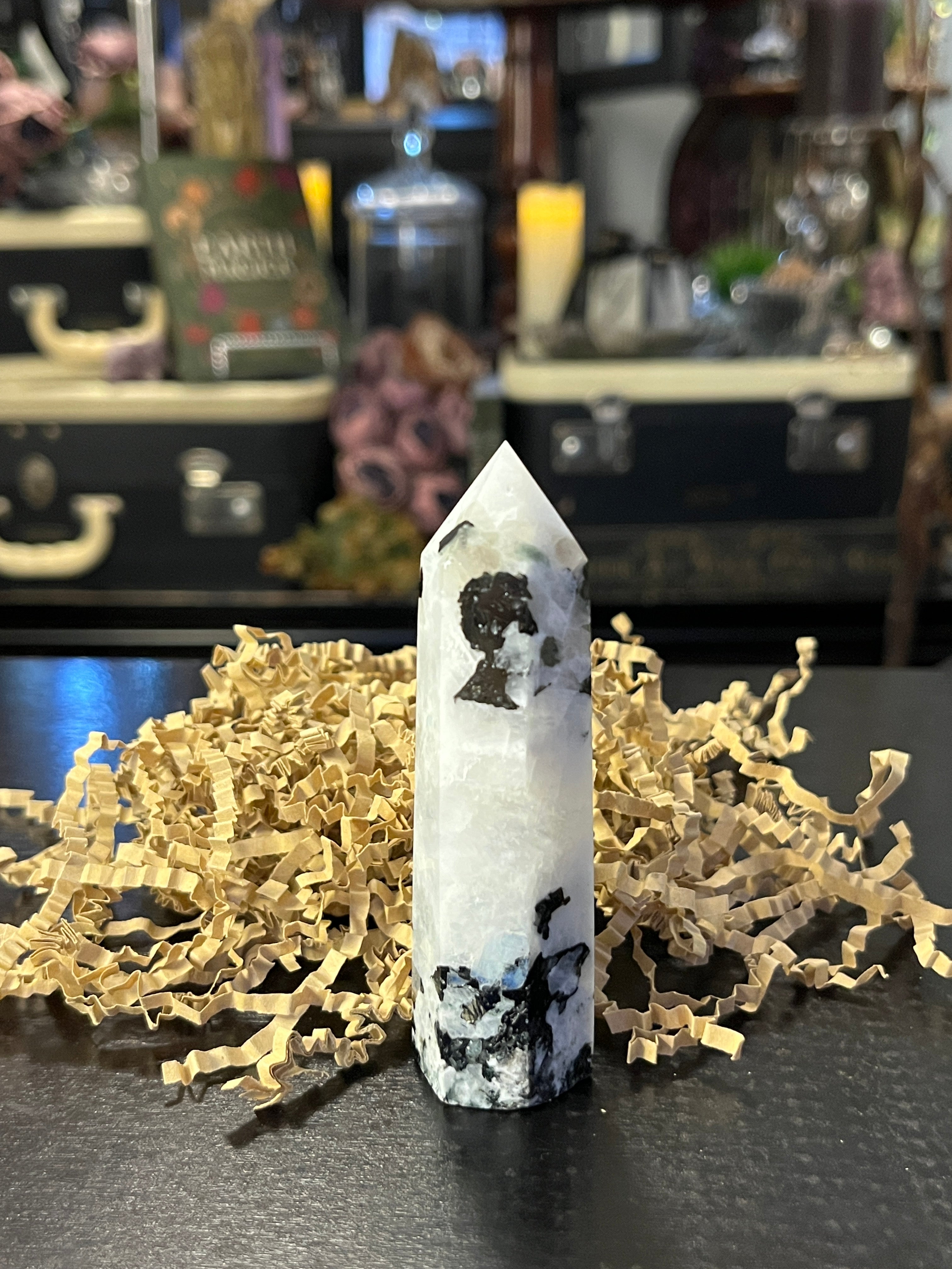 Rainbow Moonstone Generator Tower – Intuition & Divine Feminine Healing Crystal