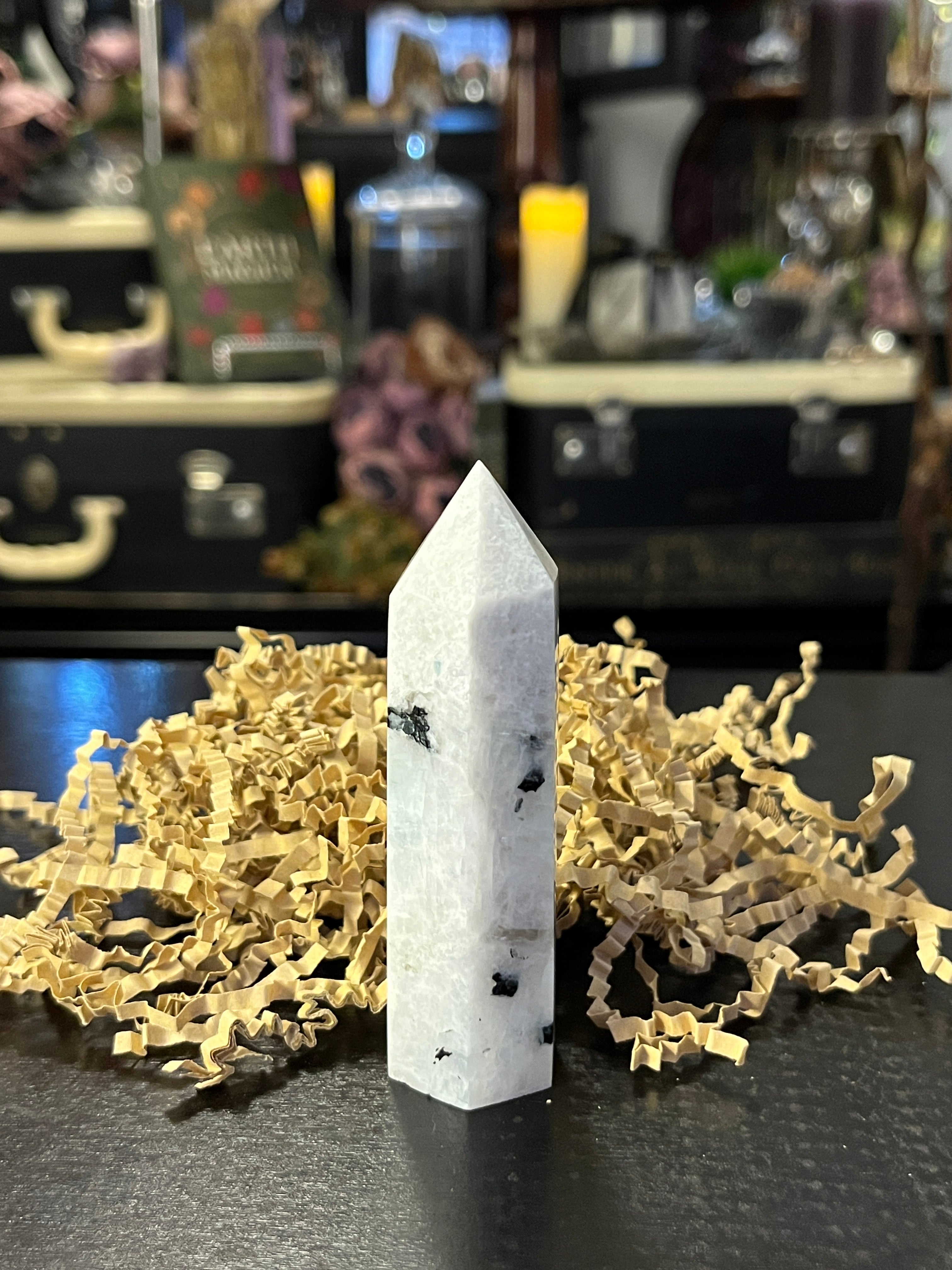 Rainbow Moonstone Generator Tower – Intuition & Divine Feminine Healing Crystal