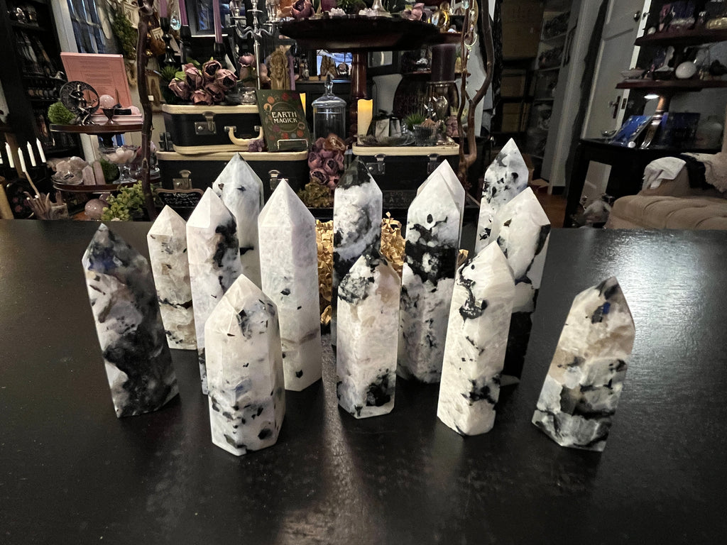 Rainbow Moonstone Generator Tower – Intuition & Divine Feminine Healing Crystal