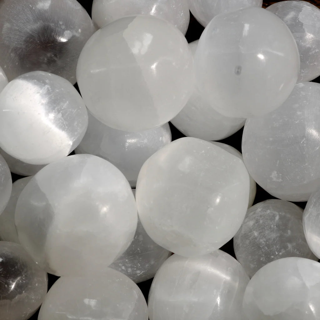 Selenite Tumbled Stone – Cleansing & High Vibration Healing Crystal (Satin Spar)